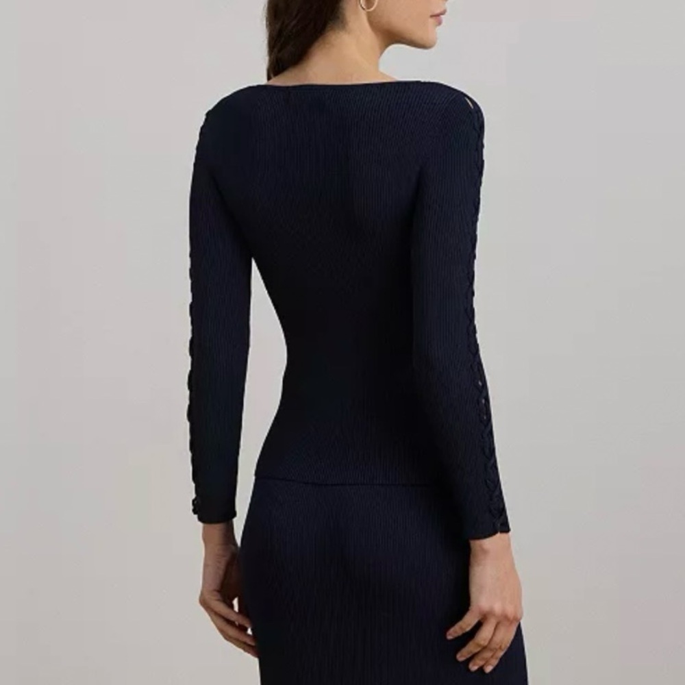 Lauren Ralph Lauren Women's Rib-Knit Boatneck Sweater in Navy Size L - Picture 2 of 9